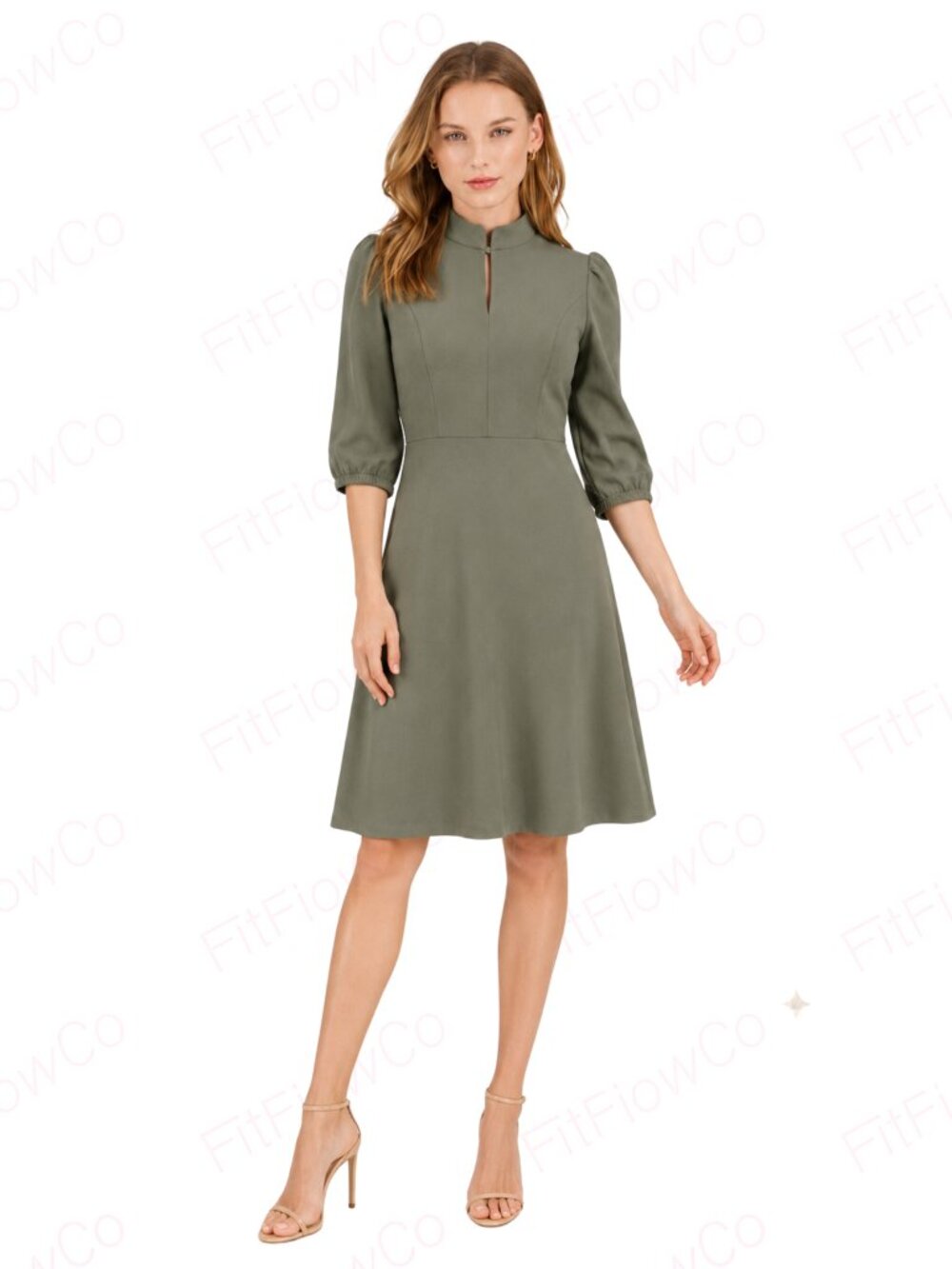 Nanette Lepore Olive Green A-Line Dress Puff Sleeves Size 2 NWT